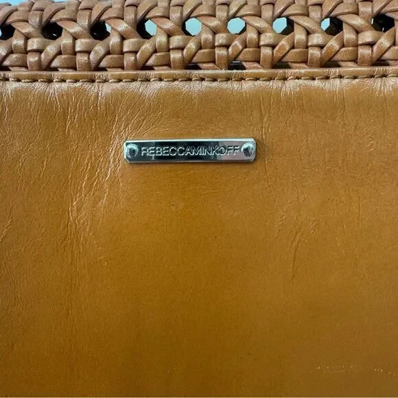 Rebecca Minkoff Skylar Woven Leather Crossbody Bag Tan - Picture 12 of 16